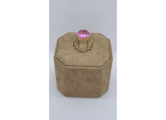 Image Bague Solitaire Or jaune Pierres roses